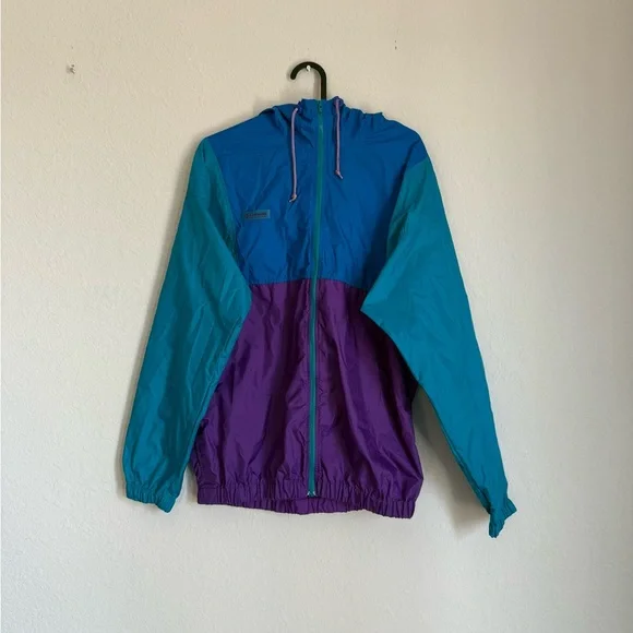 Vintage Columbia windbreaker jacket - retro colorblock track rain coat 80s 90s - Picture 6 of 12
